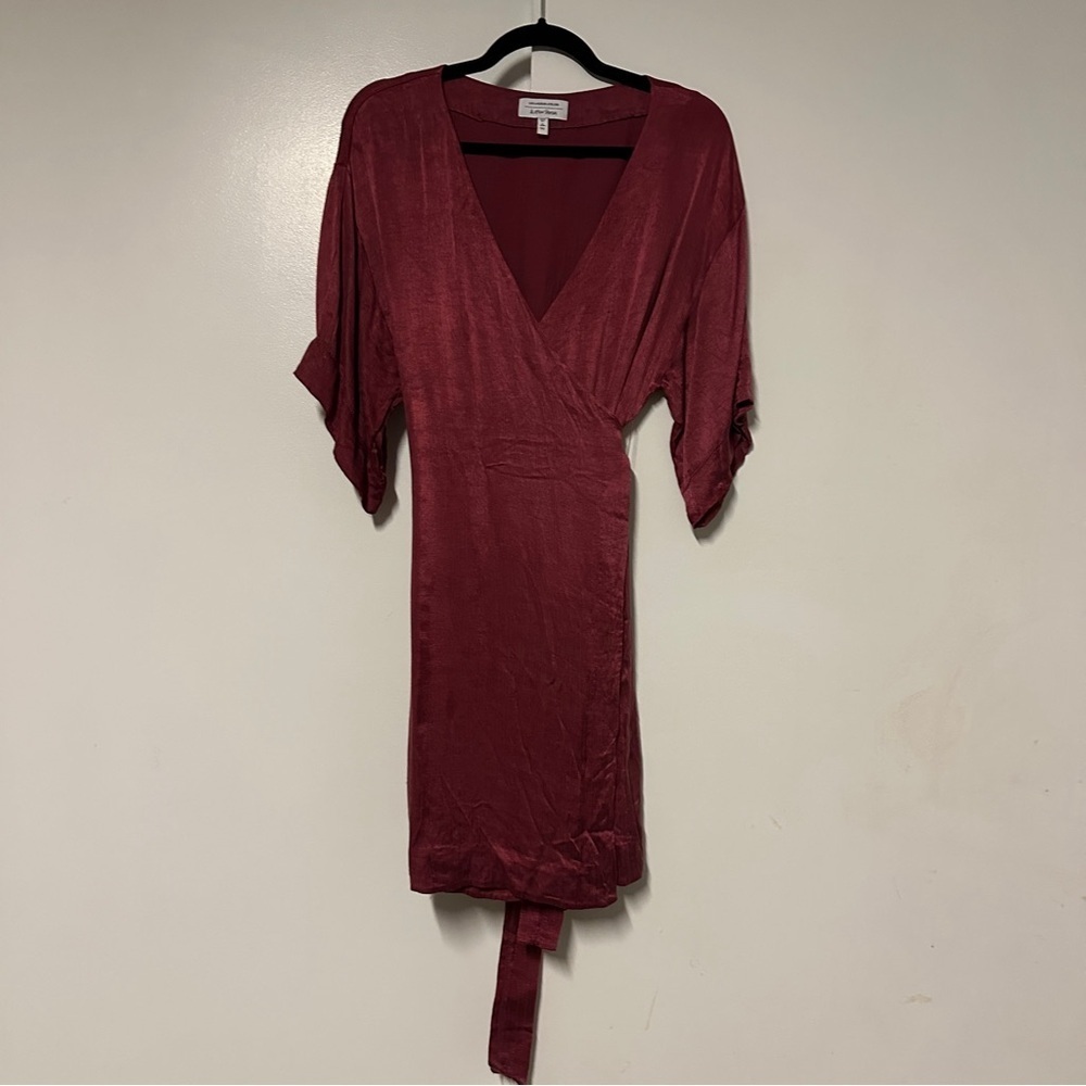 Los Angeles Atelier & Other Stories Maroon Red Textured Wrap Dress Size 8